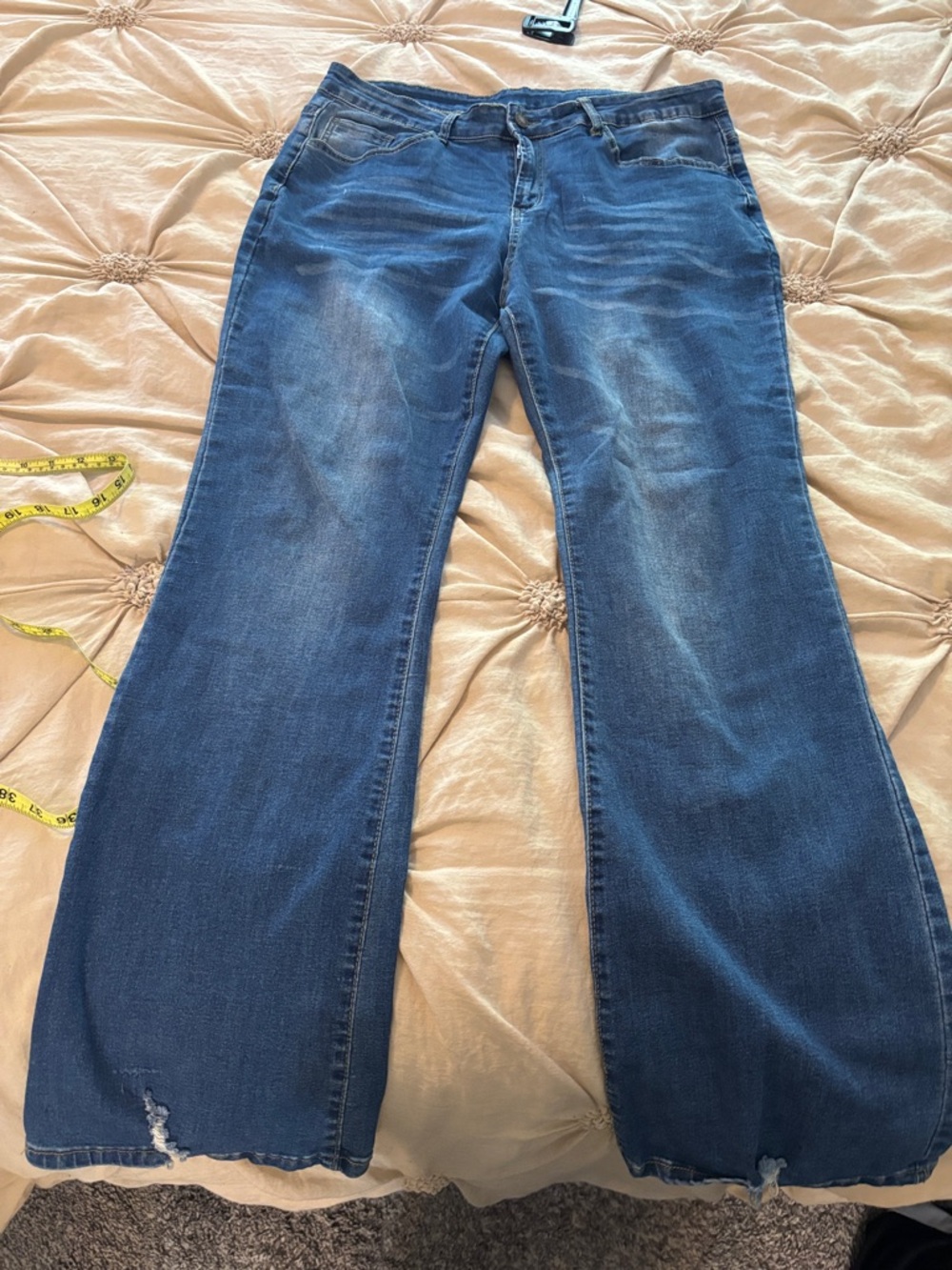 Wide Leg Women’s Jeans in Blue - Classic Flare Style - Picture 9 of 12